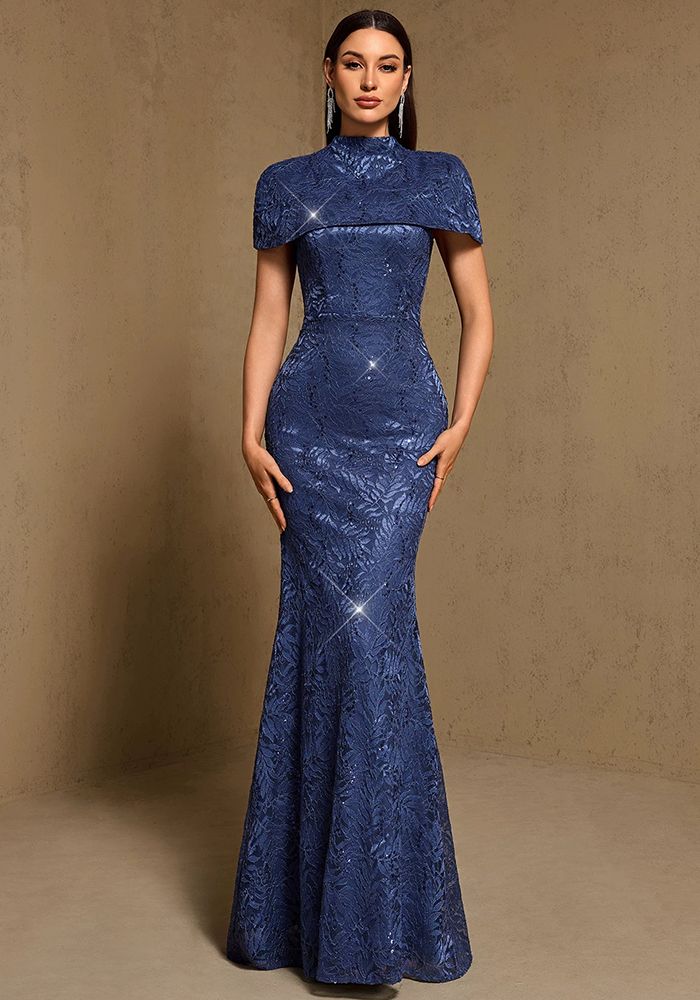 Ensemble Élégant Châle & Robe de Soirée Sirène Printemps/Été Deux Pièces