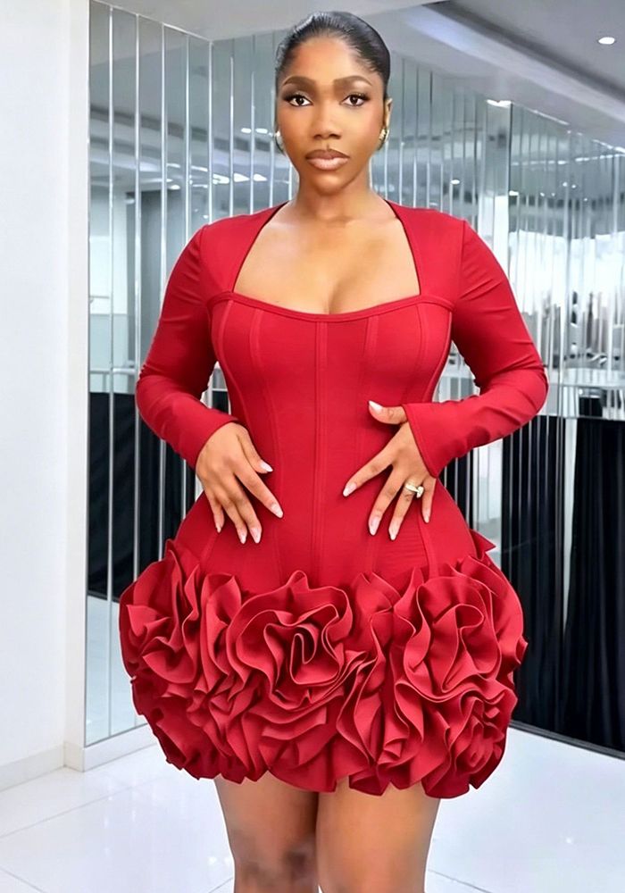 Robe de Soirée Femme Bandage Poignée de Fleurs