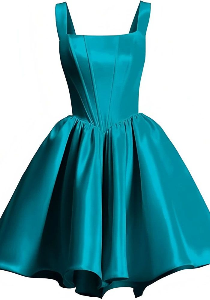 Robe de Soirée Chic à Bretelles Courtes de Couleur Unie (Délai de traitement de 3 à 6 jours)