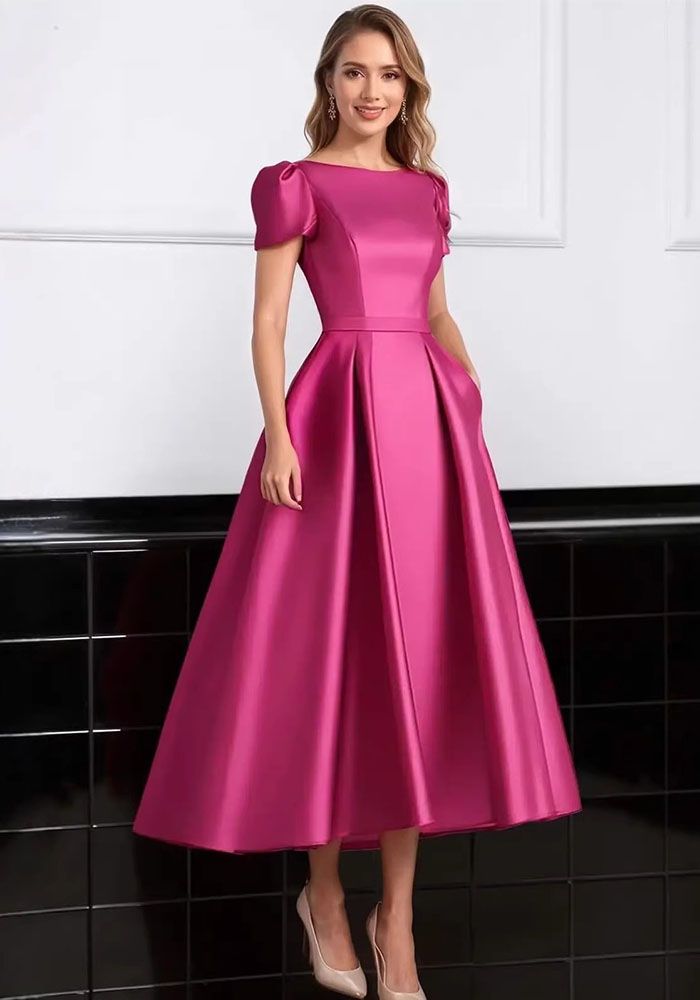 Robe de Soirée Formelle Longue Slim Fit en Satin Chic (Délai de traitement de 3 à 6 jours)