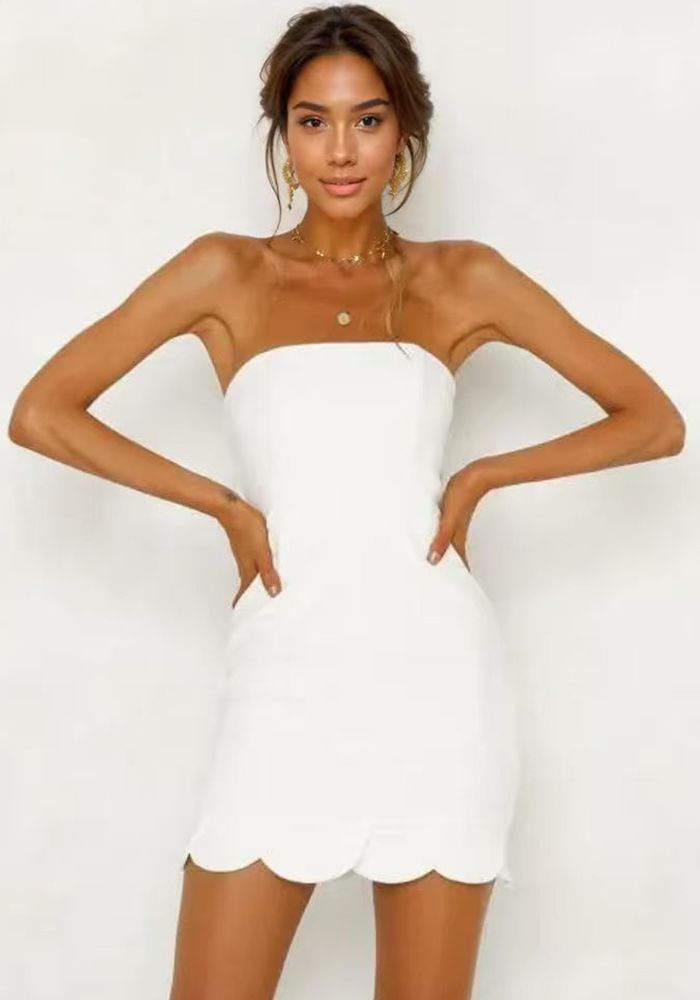 Robe Mini Bodycon Sans Bretelles à Taille Fine pour Femme