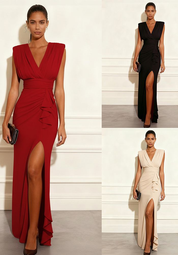 Robe sans manches à décolleté en V pour femmes