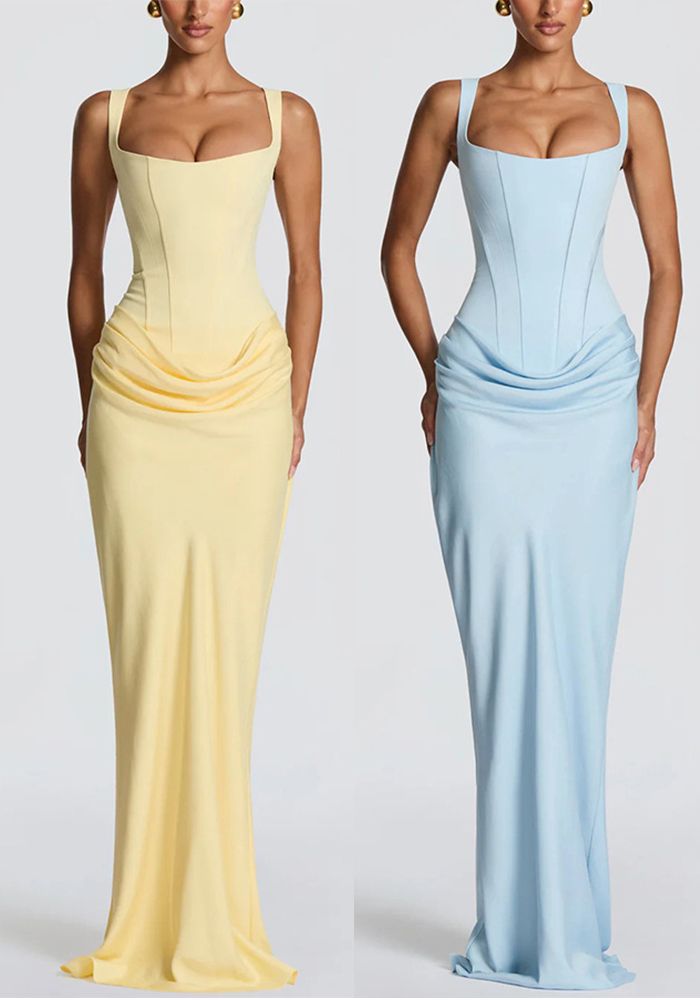 Robe sans manches à patchwork noué en couleur unie pour femmes