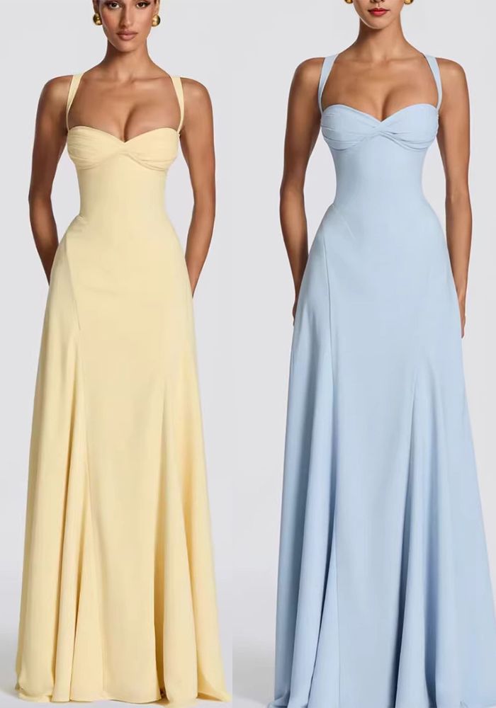 Robe à Bretelles Slim Taille Froncée Chic pour Femmes