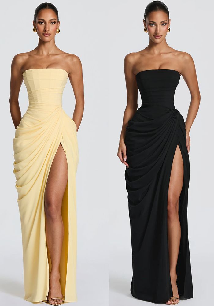 Robe Longue de Soirée Formelle à Dos Bas Irregulier Style Fishbone pour Femmes