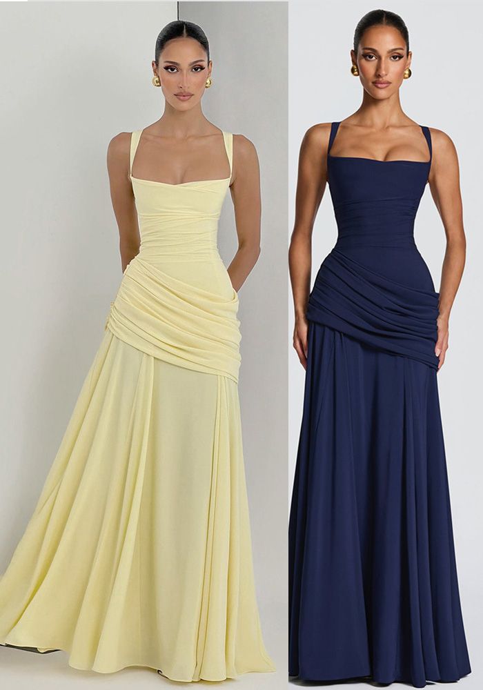 Robe Maxi Dos Nu Ruchée Printemps Femme
