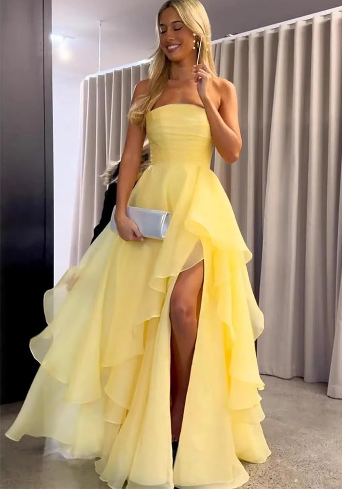 Robe de Soirée Sans Bretelles Été Robe Plissée Multi-Couches (Délai de traitement de 3 à 6 jours)
