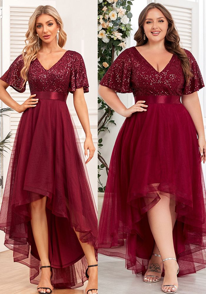 Robe Midi Plus Size Femme à Double Col V Élastique Taille Courte Irregulière Printemps Été