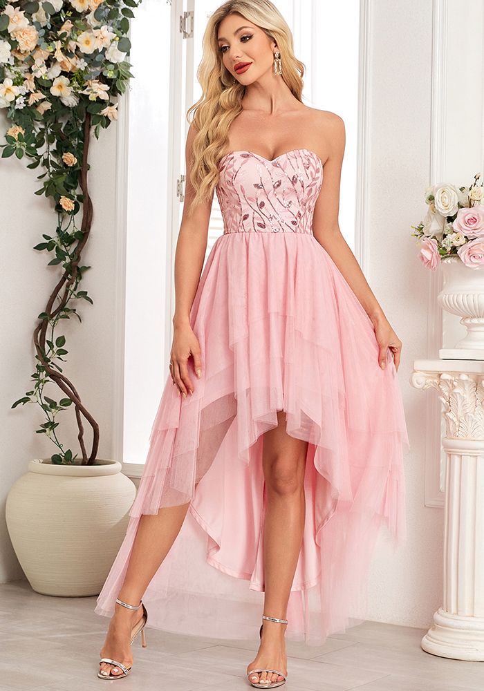 Robe Mini de Soirée Irregulière à Bretelles Sans Dos en Tulle pour Femmes Printemps Été