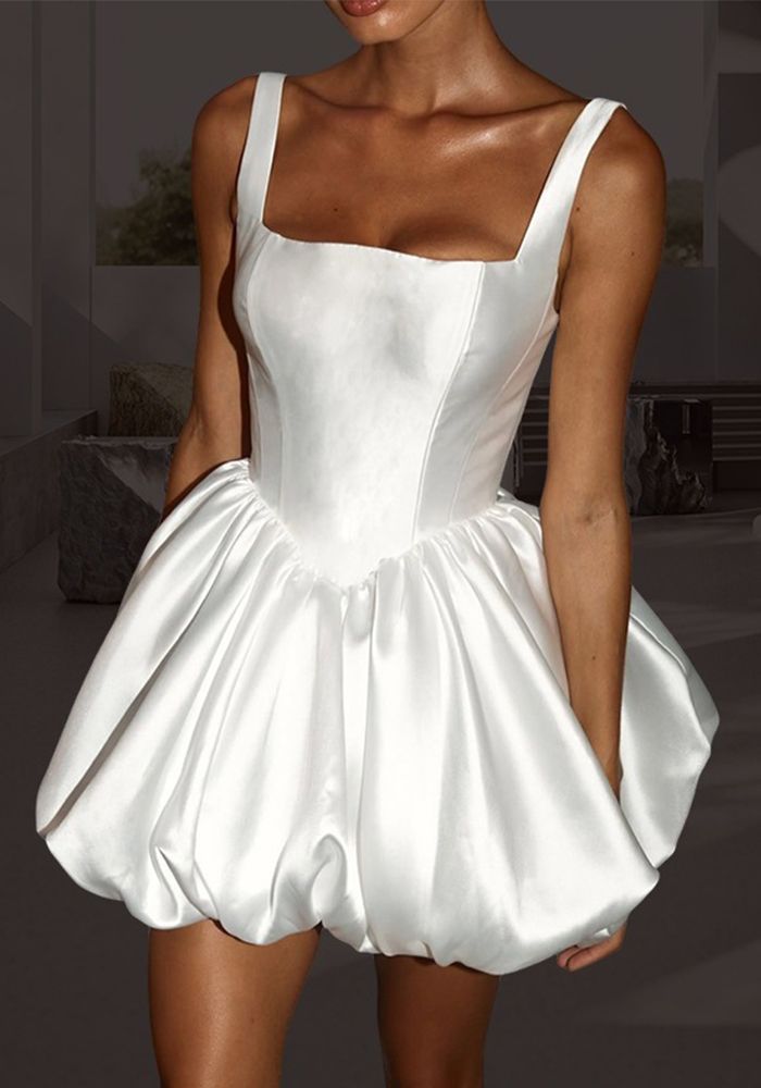 Robe Mini Bouffante à Bretelles pour Femmes (Délai de traitement de 3 à 6 jours)