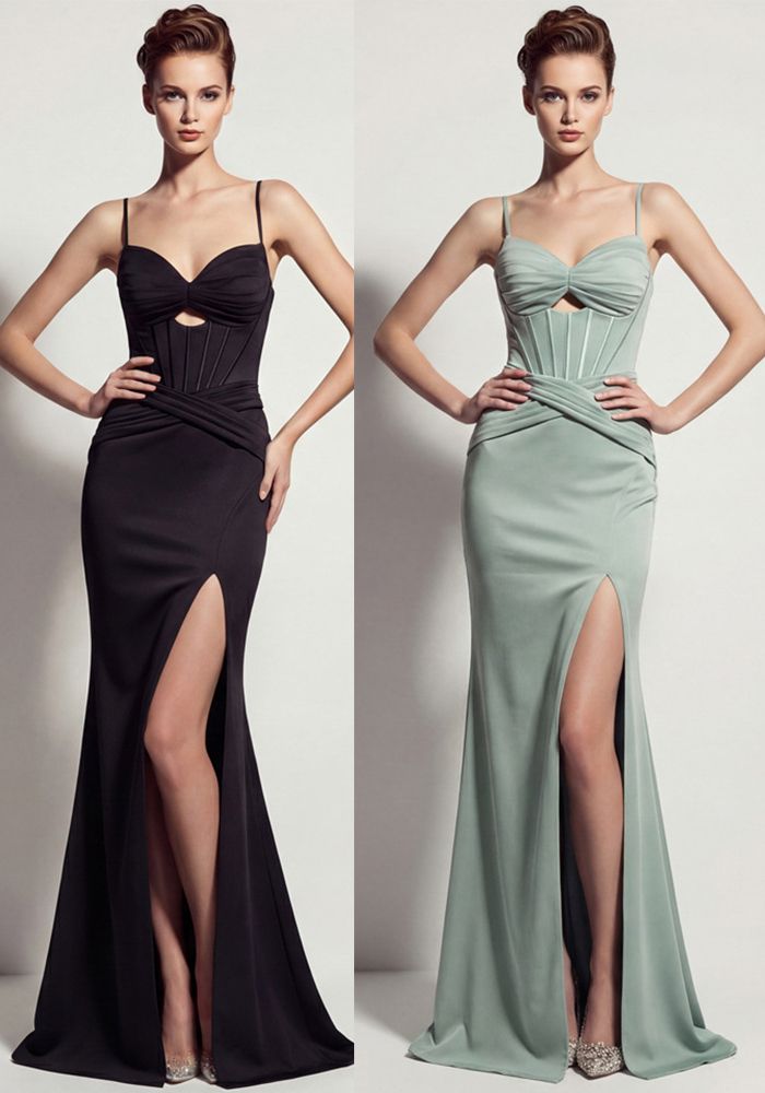 Robe de Soirée Femme À Lacets Fente Haute Sirène Maxi Formelle