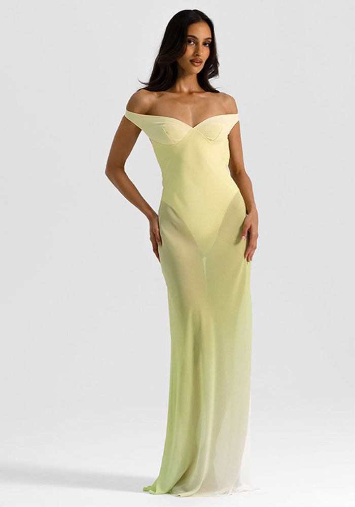 Robe Longue Élégante à Épaules Dégagées en Patchwork Chic pour Femmes