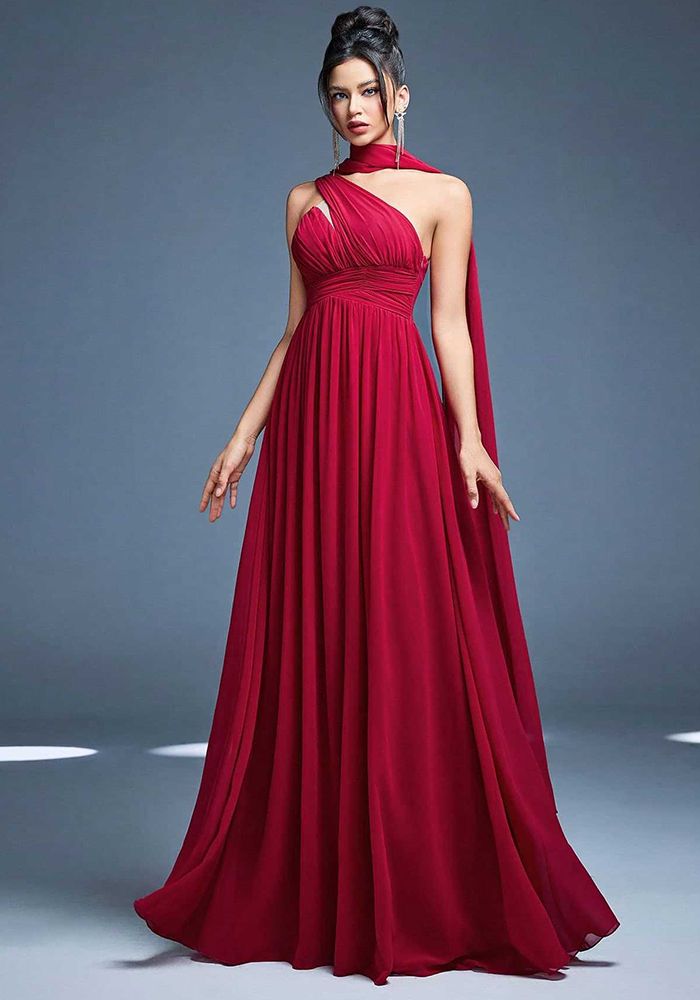 Robe Maxi Sans Manches à Épaule Unique pour Femmes - Robe de Soirée Formelle