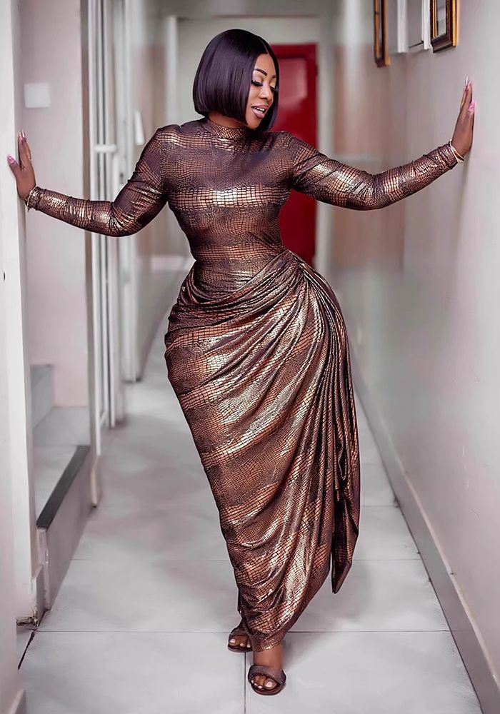 Robe Formelle Africaine Femme Imprimé Serpent Brillant