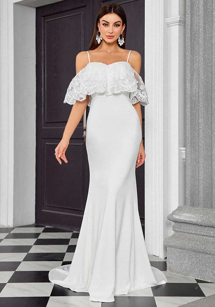Robe de Soirée Sirène Élégante à Bretelles Off-Shoulder Slim-Fit pour Femmes