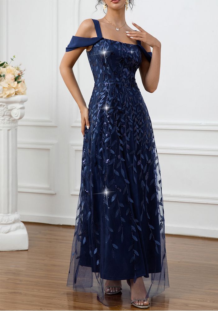 Robe Maxi Élegante de Soirée Sans Bretelles en Maille à Panneaux pour Femmes
