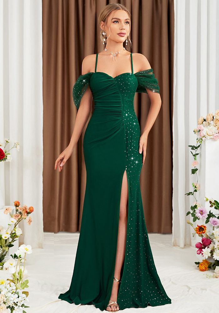 Robe de Soirée Sirène à Épaules Dégagées pour Femmes