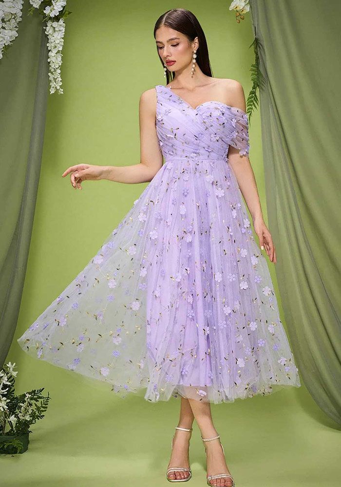 Robe de soirée en dentelle violette pour femmes