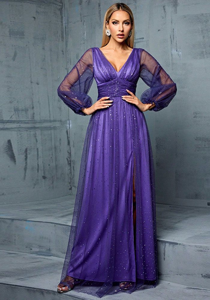 Robe de Mariage Élégante en Tulle Transparent avec Paillettes Brillantes
