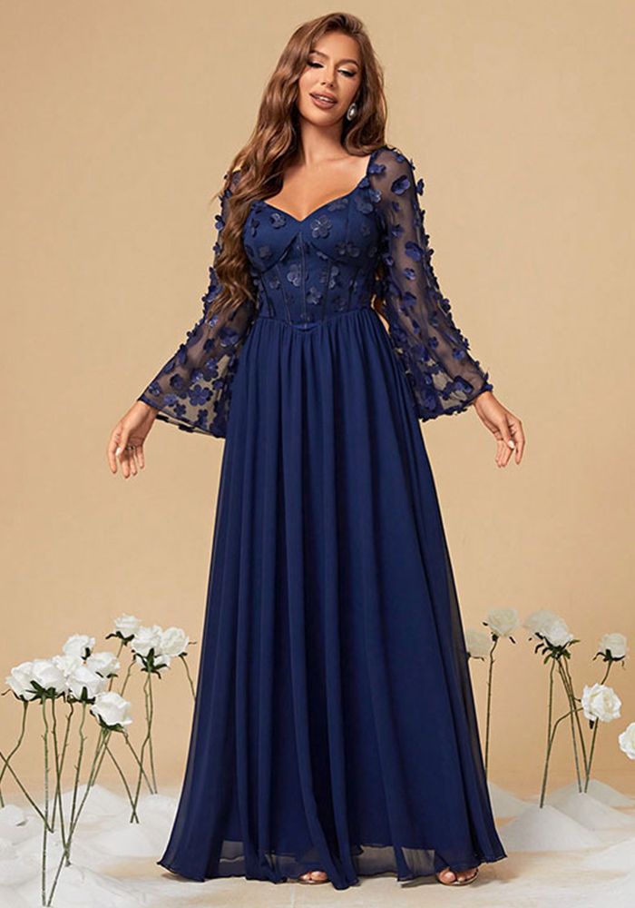 Robe de Soirée Formelle en Chiffon Slim-Fit Grande Taille pour Femmes