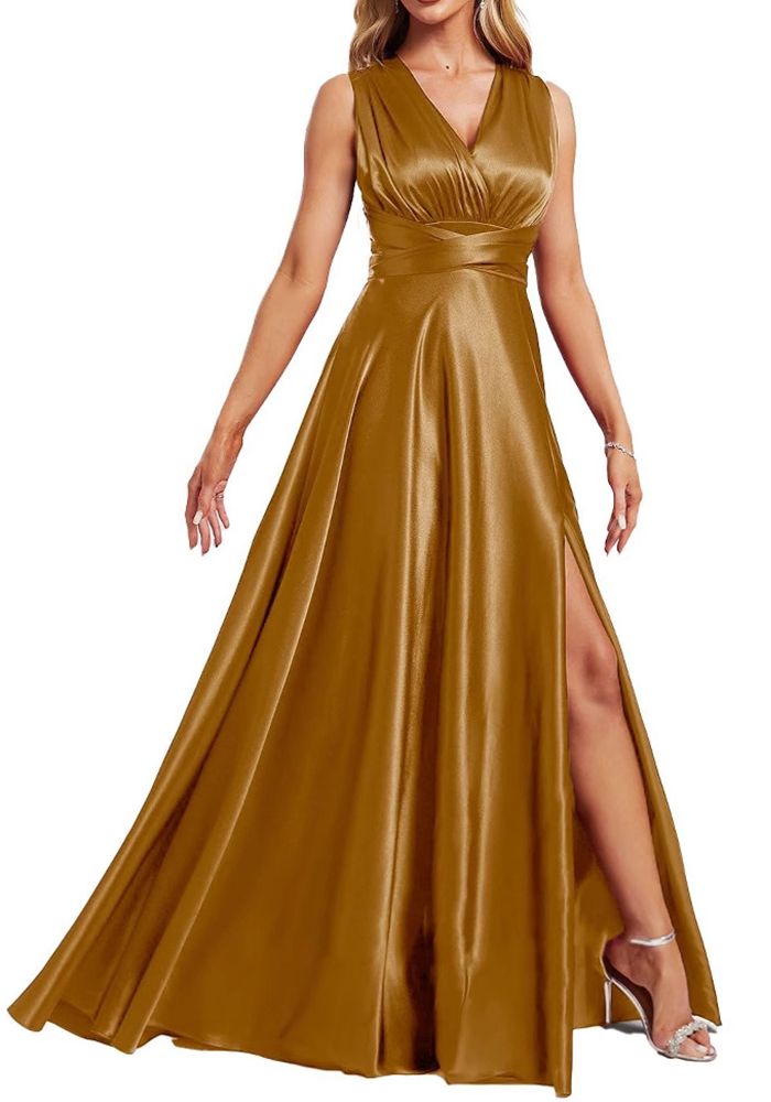 Robe de Soirée Longue Verte Chic à Fente Haute Slim Fit pour Femmes (Délai de traitement de 3 à 6 jours)