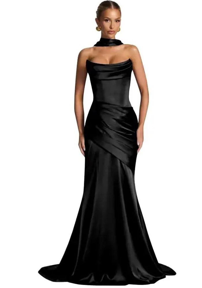 Robe de Soirée Fishtail pour Femmes avec Écharpe (Délai de traitement de 3 à 6 jours)