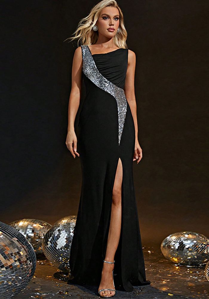 Robe de soirée formelle chic noire pour femme