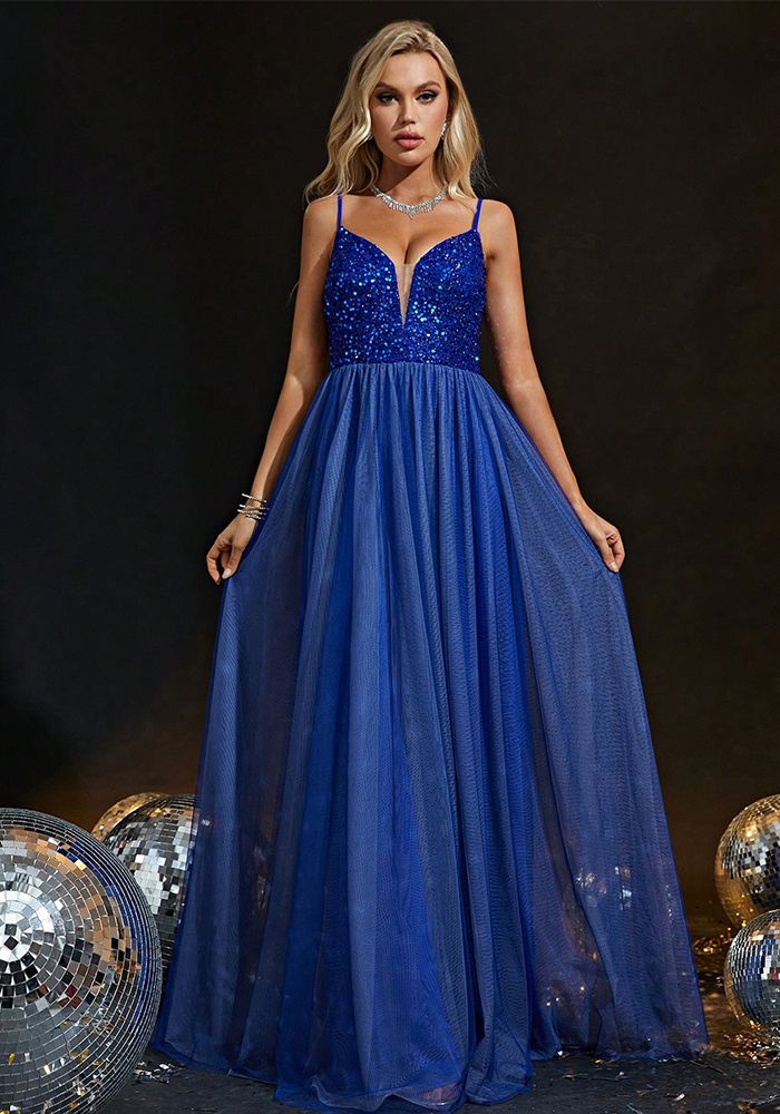Robe de soirée à halter en sequins pour femmes