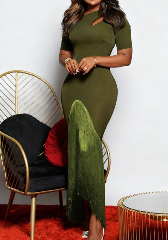 Robe de Soirée Formelle Femme à Franges Découpées