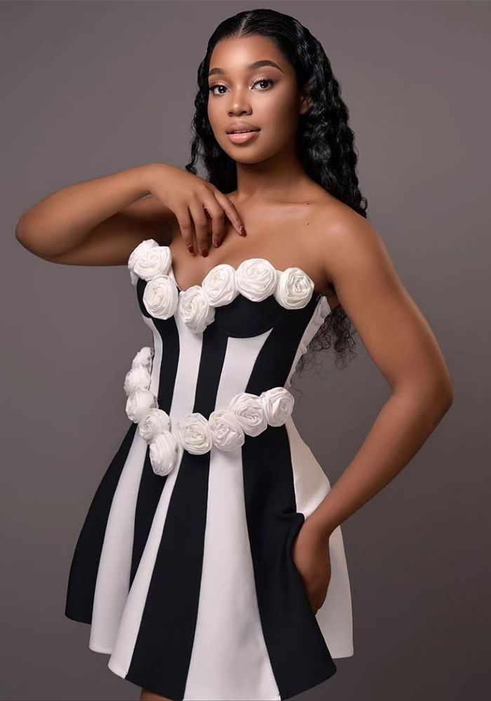 Robe de Soirée A-Line Florale Sans Bretelles