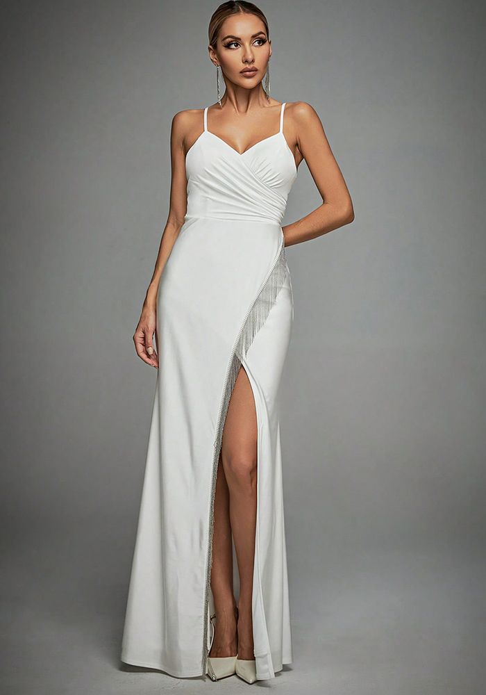 Robe de Soirée à Dos Nu et Fente Haute