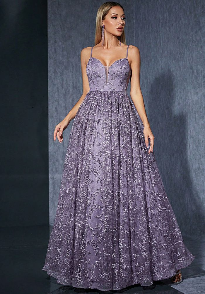 Robe de fête brodée à bretelles pour femmes