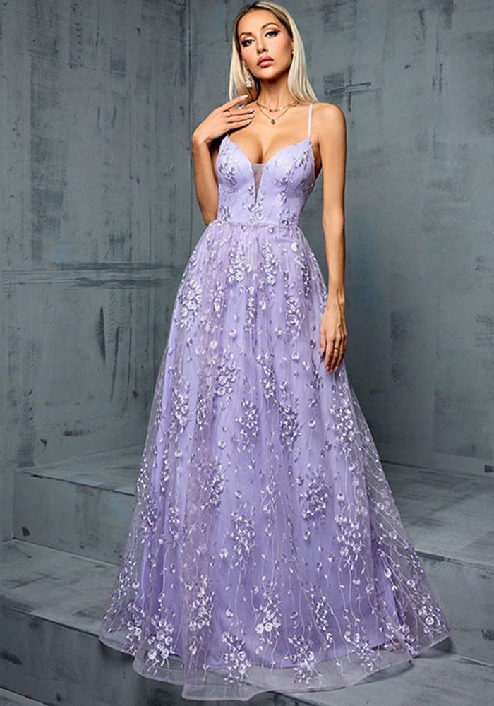 Robe Maxi à Bretelles pour Femmes avec Sequins et Décolleté en V