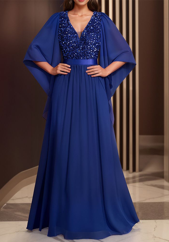 Robe de Soirée Formelle pour Femmes Chic Élégante Dubaï Gown en Sequins