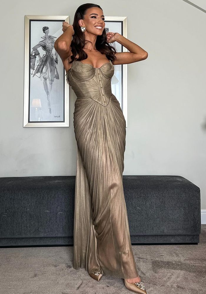 Robe de soirée décontractée à taille nouée plissée brillante pour femmes