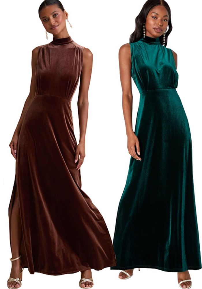 Robe Maxi Unie Sans Manches à Col Montant pour Femmes