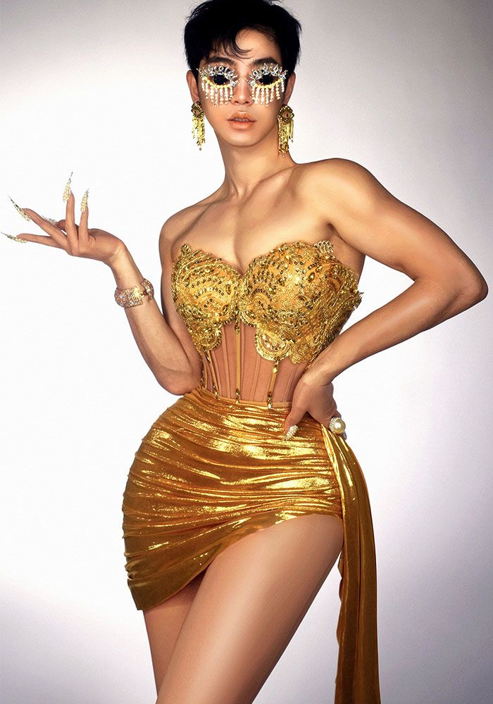 Ensemble Deux-Pièces Femme Top Transparent Sans Bretelles et Jupe