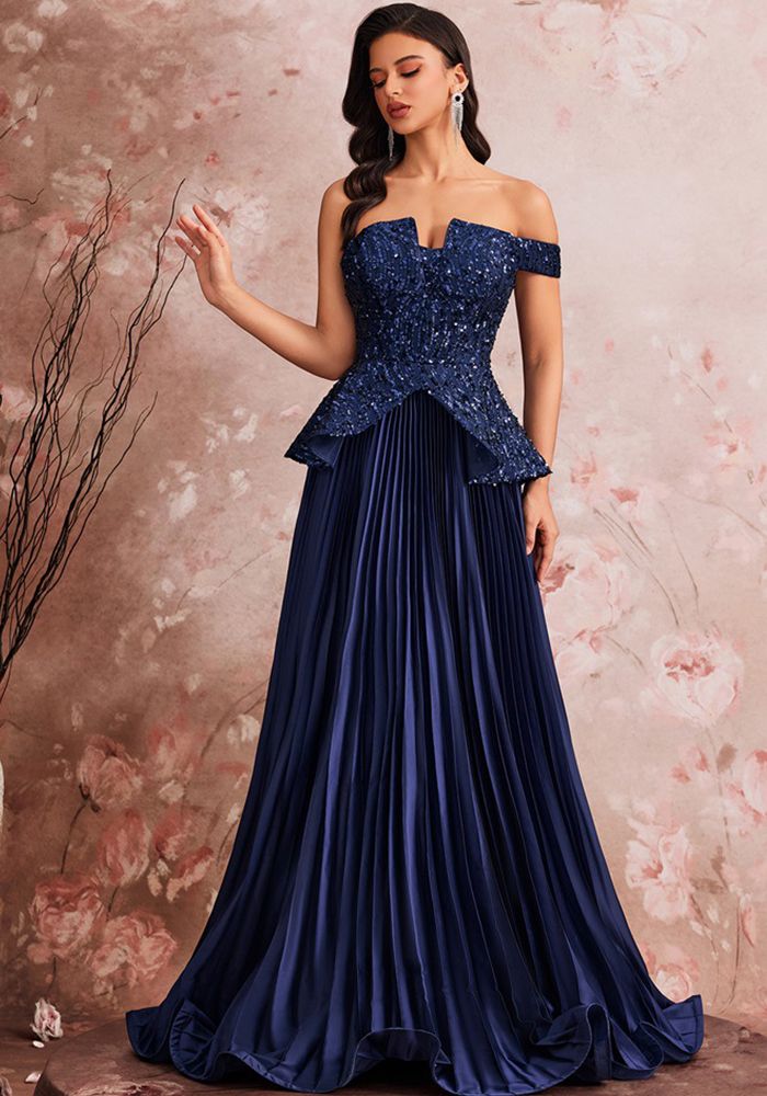 Robe de Soirée Sans Épaules Élégante en Sequins pour Femmes