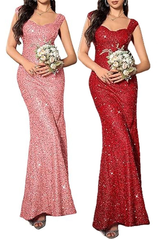 Robe Longue Sirène Élegante Slim à Bretelles pour Femme