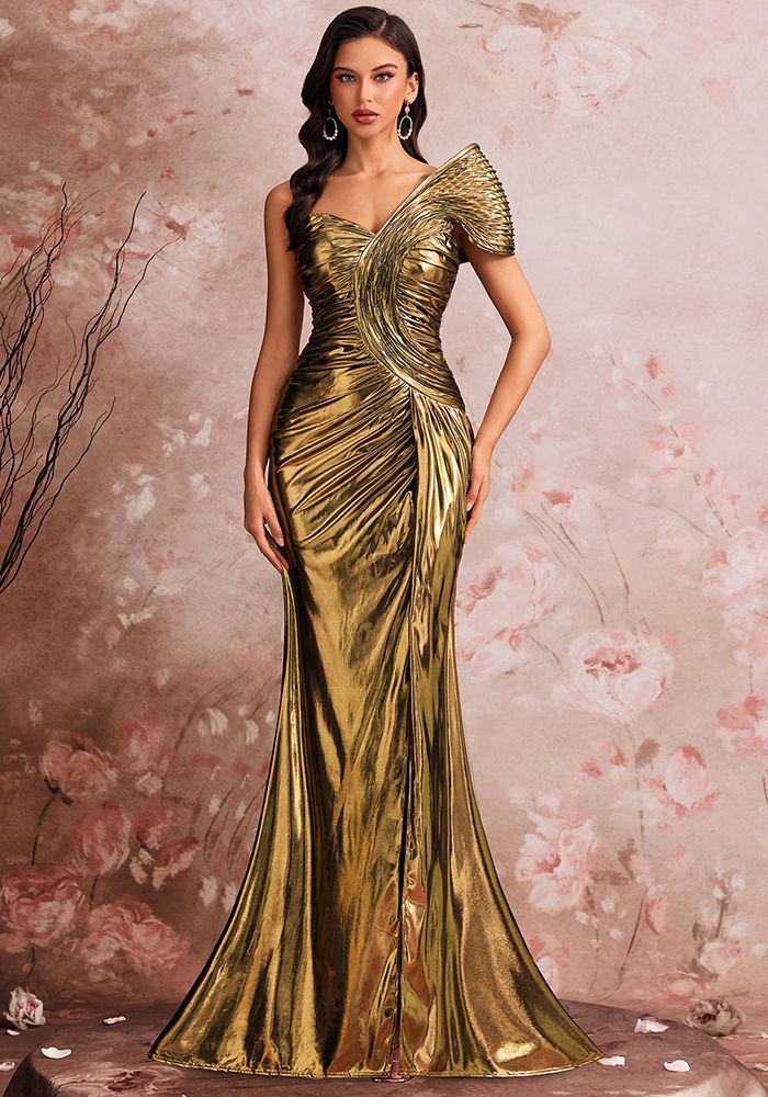 Robe de Soirée Élégante Chic Plissée Cocktail Robe de Fête Formelle