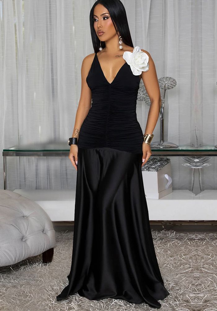 Robe Maxi à Fleurs Blanches à Bretelles pour Femmes - Mode d'Été