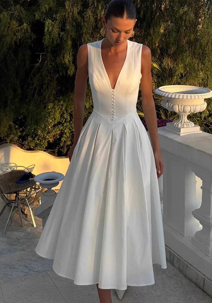 Robe sans manches en V pour femmes d'été