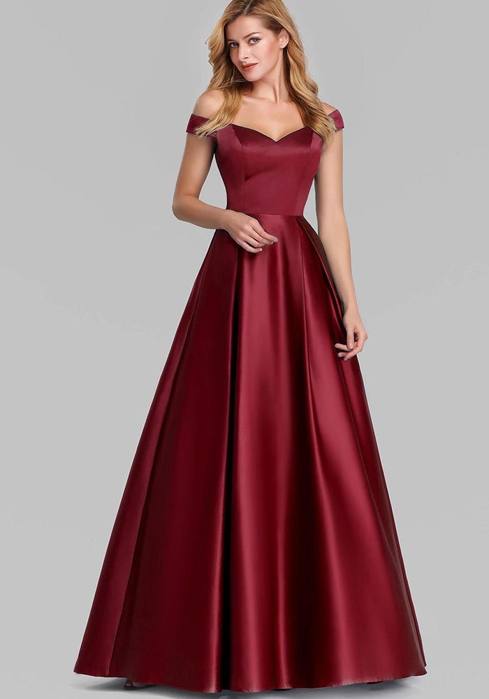 Robe de bal en satin uni à épaules dénudées pour femmes (temps de traitement de 3 à 6 jours)