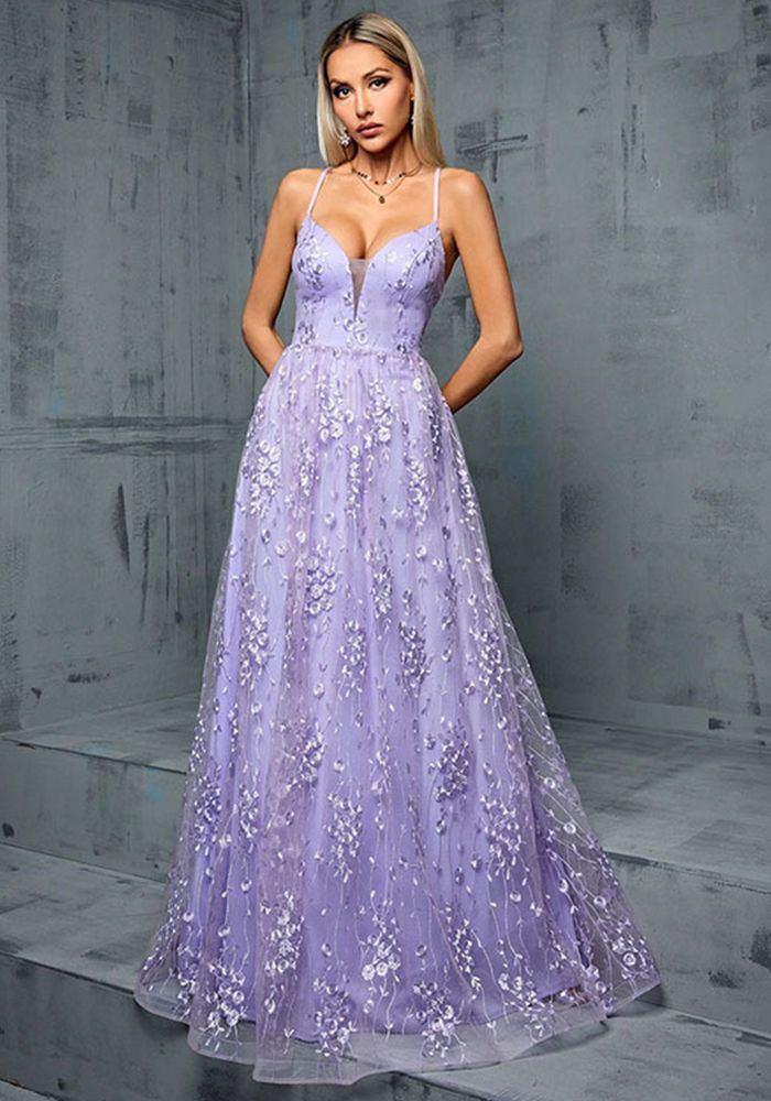 Robe de Soirée Femme avec Dentelle Lourde en Maille et Sequins Sans Bretelles (Délai de traitement de 3 à 6 jours)