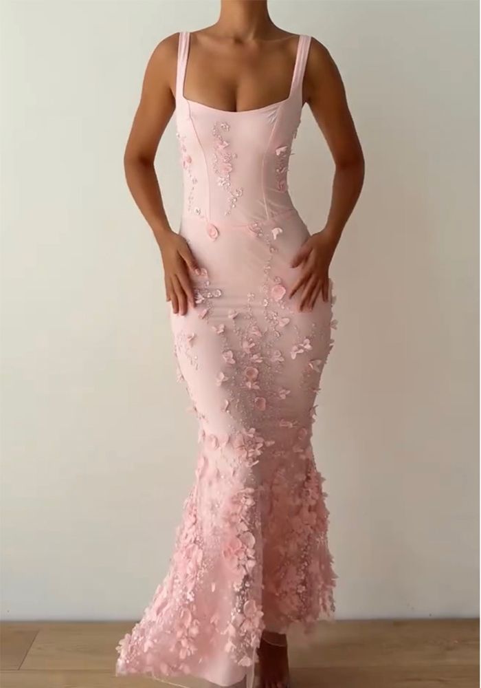 Robe à Bretelles Florales Taille Slim Fente Haute Robe Maxi d'Été