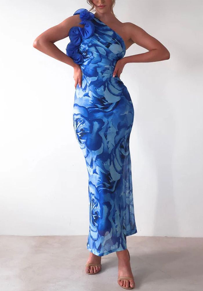 Robe Imprimée à Fleurs à Épaule Dégagée pour Femmes en Vacances à la Plage