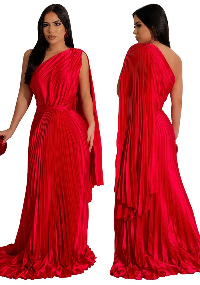 Robe plissée à épaule dénudée pour femmes