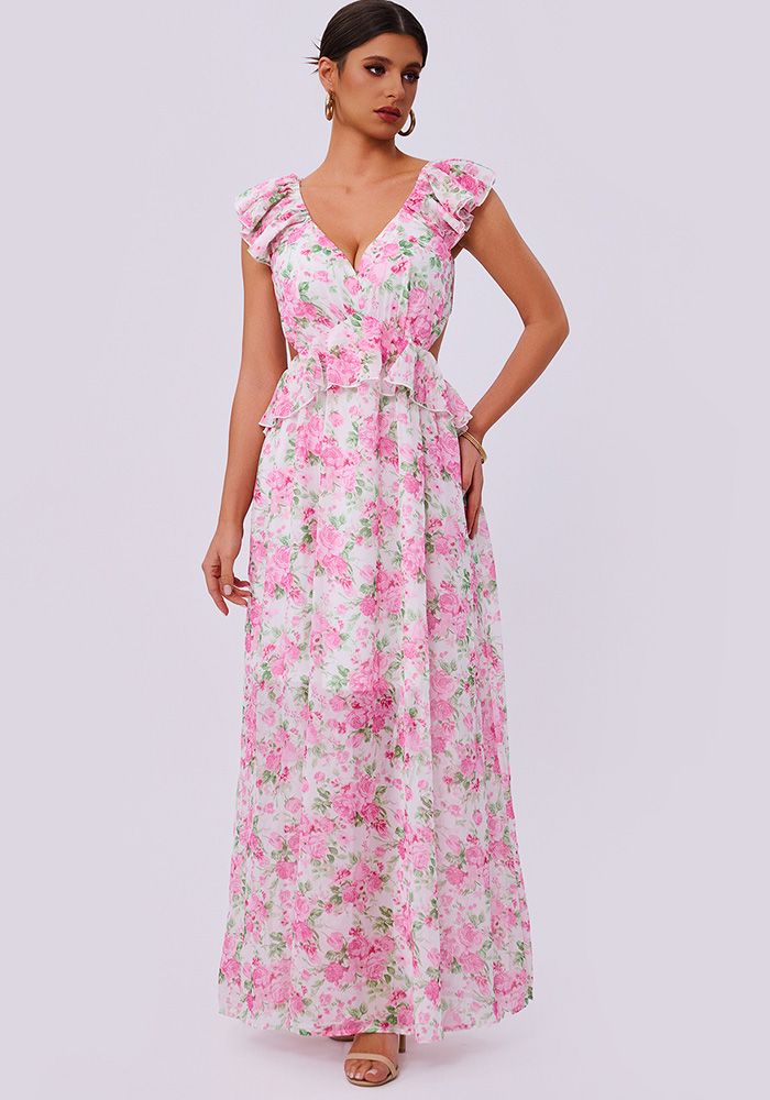 Robe Maxi Élegante à Imprimé Floral pour Femmes d'Été