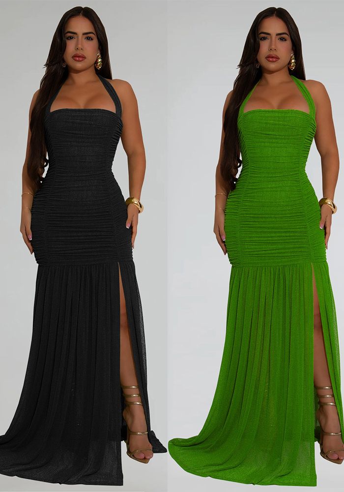 Robe d'été transparente à fente haute pour femmes