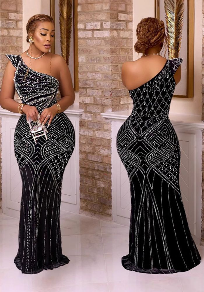 Robe à sequins pour femmes à épaules dénudées